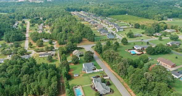 Aerial View a Small Sleeping Area Roofs of Houses the Village Landscape in Boiling Springs South