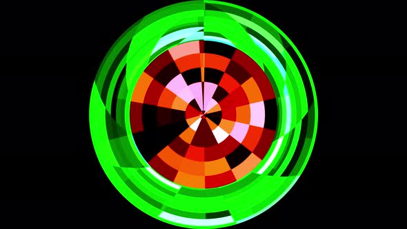 Creative High Tech Hud Circle Glass Background.4k Green And Red Colorful  Motion Video