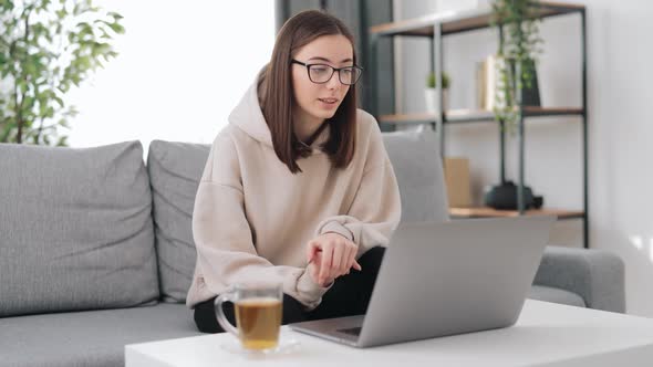 Woman Having Videochat on Laptop