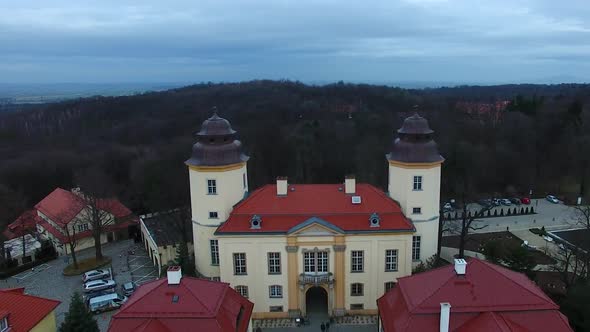 Aerial view of the castle of Ksiaz, Swidnica, Poland