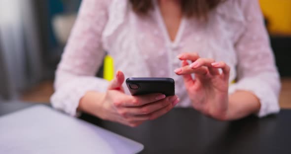 Close Up Girl is Using a Smartphone Checking Email