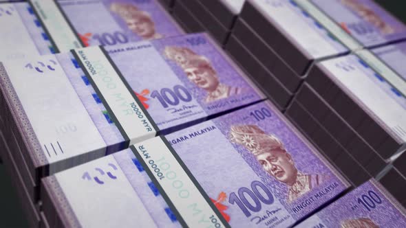 Malaysia Ringgit money banknote pack growth up loop