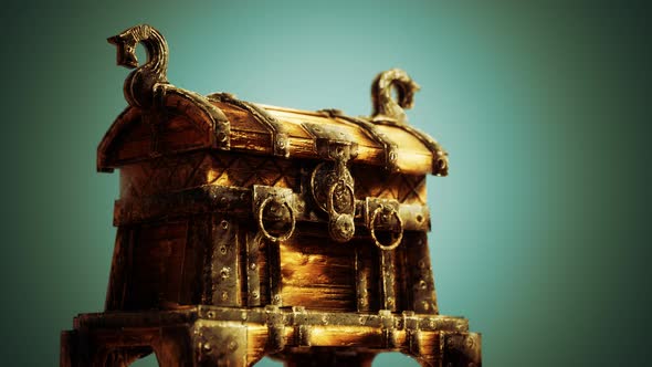 Closed Wooden Treasure Chest with Metal Clasp alt