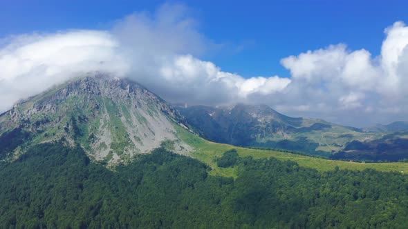 Aerial View Over Mountains Under Cloudy Sky in Summer Day in Komovi Mountains Montenegro