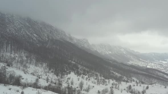 Mountain ridge in Eastern Serbia in January 4K aerial footage