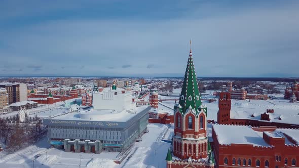 Top View Of The Kremlin And The Cathedral In Yoshkar Ola, The Most Beautiful Places In Russia