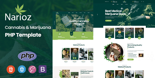 Narioz – Cannabis & Marijuana PHP Template – 0 Sold!