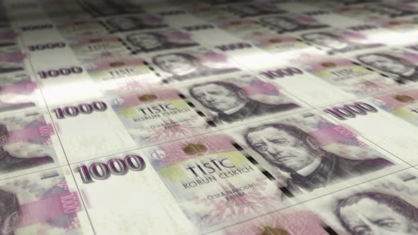 Czech koruna money sheet printing seamless loop