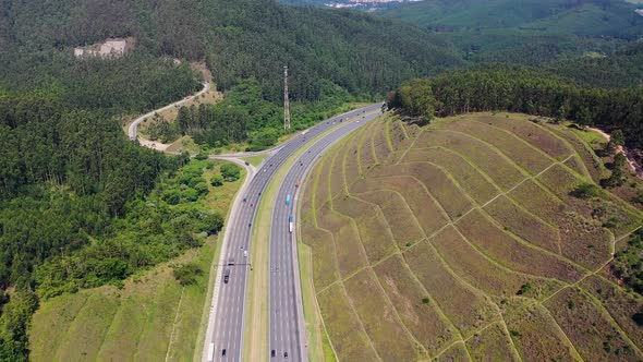 Landmark highway road between mountains.