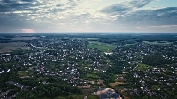 Aerial View of Rural Houses in a Village in Ukraine