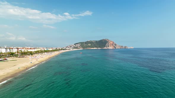 Colorful Panorama over the city Aerial View 4 K Alanya Turkey