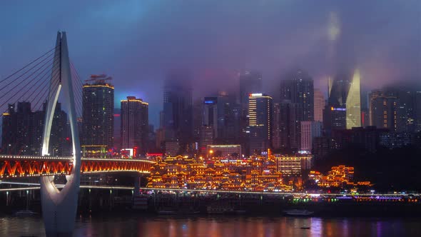 Chongqing Hongyadong sunset timelapse