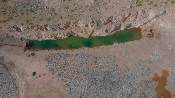 Aerial Drone View of Career in Europe, Crushed Stone Quarry at Summer Sunny Day