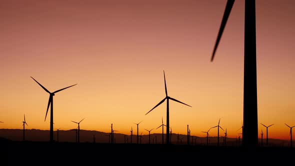 Wind turbines at dawn in California