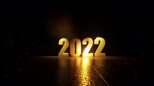 Happy New Year 2022 Golden Particles