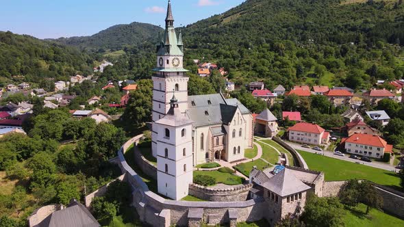 Aerial view of the town castle in Kremnica, Slovakia