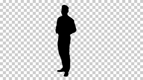 Silhouette businessman walking in, Alpha Channel alt