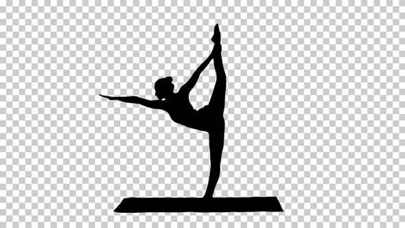Silhouette woman standing in yoga pose dandayamana, Alpha Channel alt
