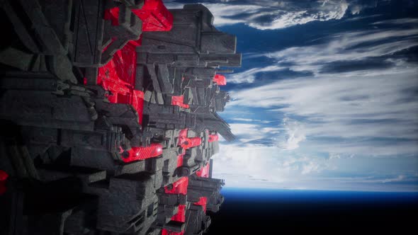 Spaceship with View on Space and Planet Earth alt