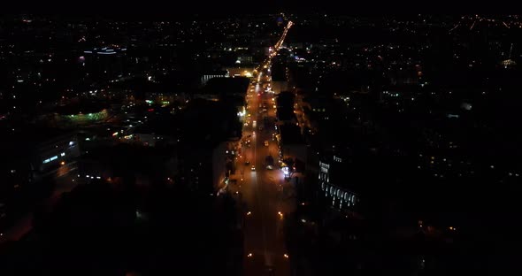 Image Of Night City At Night. Bright Lights. Megalopolis