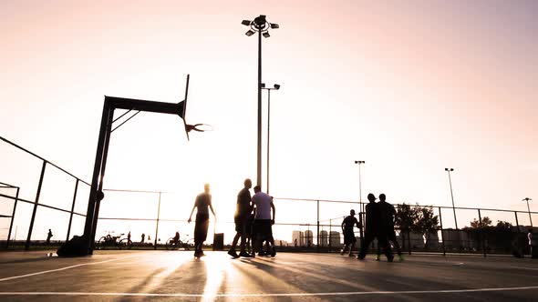 Basketball Match During Sunset