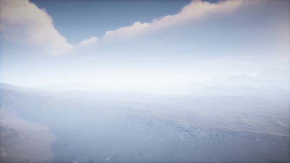 Volcano Crater Landscape with Fog