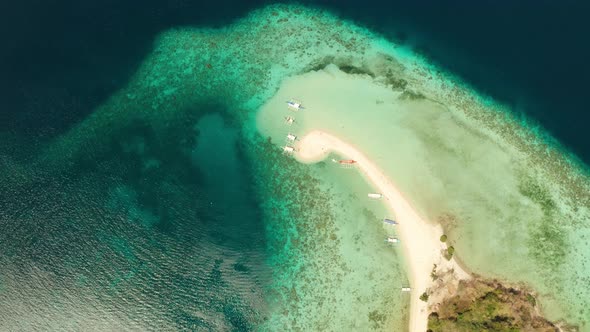 Tropical Island with Sandy Beach Philippines Palawan