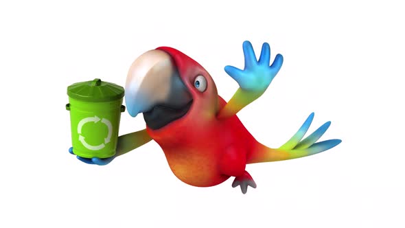 Fun 3D cartoon animation of a Parrot with alpha