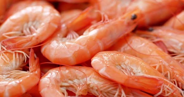 Stack of fresh cooked shrimp