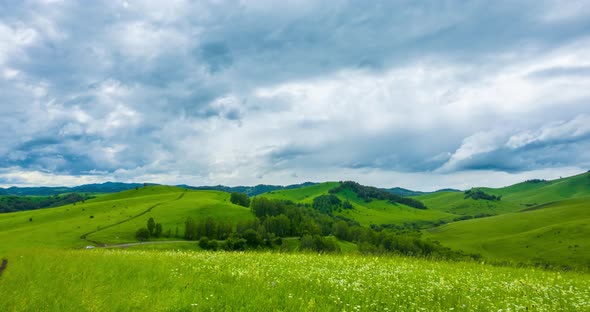 Mountain Meadow Timelapse at the Summer or Autumn Time