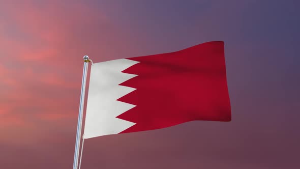 Flag Of Bahrain Waving