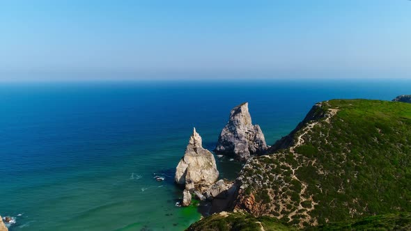 Scenic View of Praia Da Ursa Beach in Sintra, Portugal