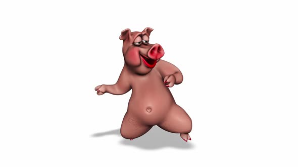 Cartoon 3D Pig Dance  Looped on White