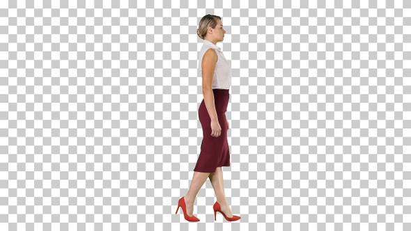 Beautiful Young Business Woman in Formal Wear Walking Alpha