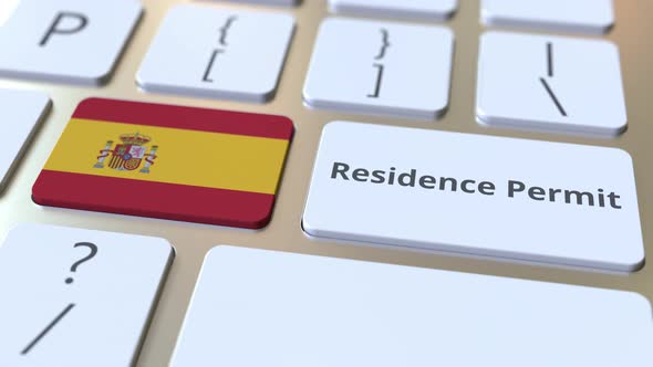 Residence Permit Text and Flag of Spain on the Buttons of Keyboard
