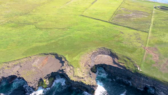 Aerial View of the Dun Briste Sea Stick at Downpatrick Head County Mayo  Republic of Ireland