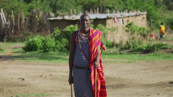 Maasai man in a village