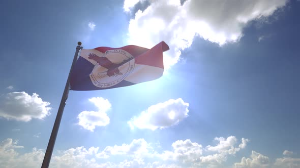 Keweenaw Bay Indian Community L'Anse Indian Reservation / Native American Flag on a Flagpole V4 - 4K