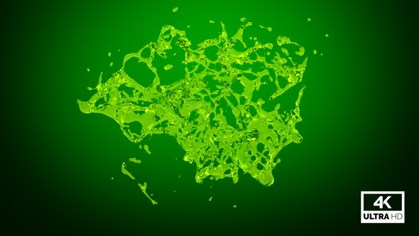 Drops of Green Water Collide & Create a Splash