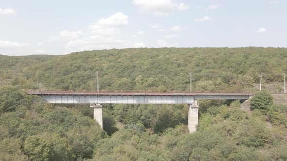 Aerial view of empty Railway bridge in Samtskhe-Javakheti region, Georgia.