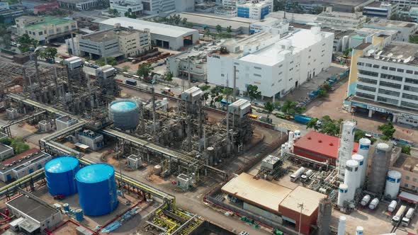 Top view of industrial factory in Hong Kong