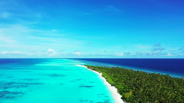 Aerial above nature of luxury seashore beach holiday by transparent water and white sand background 