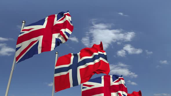 Flags of Norway and the UK at International Meeting