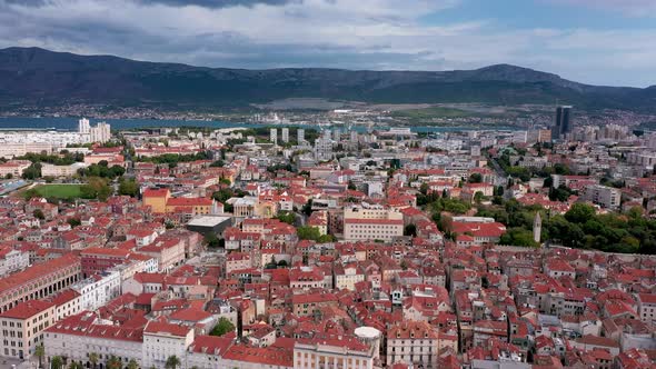 Aerial view over Split , Croatia.
