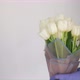 Man Delivers a White Tulips Bouquet To a Girl  - VideoHive Item for Sale