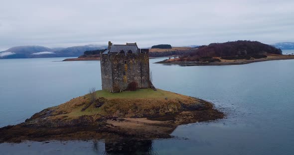 View Of Castle Stalker In Scotland