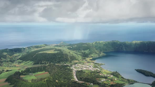 Lagoa Das Sete Cidades in Volcanic Crater Sao Miguel Island Portugal