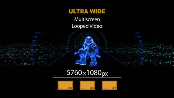 Ultra Wide HD Astronaut Slipping Space Wireframe 02