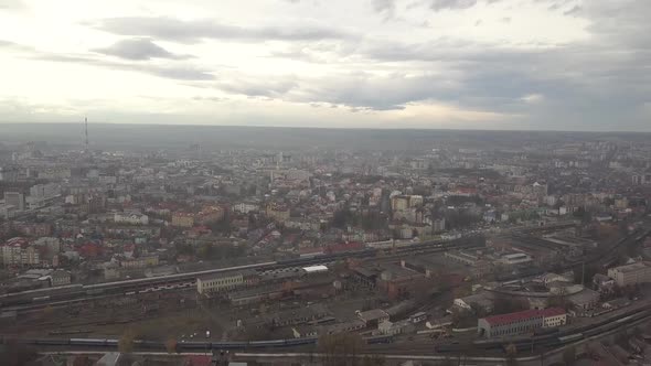 Aerial View of IvanoFrankivsk City Ukraine