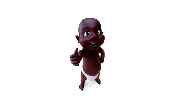 Fun 3D cartoon of an african baby